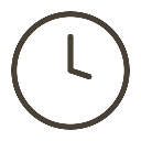 Zeit-Icon – Uhrsymbol für tägliche Anwendung in Braun auf transparentem Hintergrund