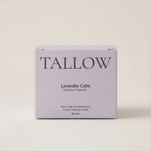 Lavender Calm Hautbalsam 50 ml von HEIDE-TALLOW – Frontansicht der Verpackung