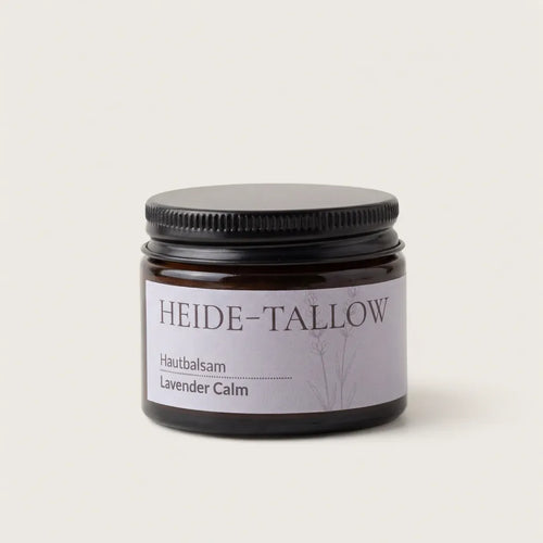 Lavender Calm Hautbalsam 50 ml von HEIDE-TALLOW – Frontansicht des Produkts mit Rindertalg, Jojobaöl und Lavendelöl