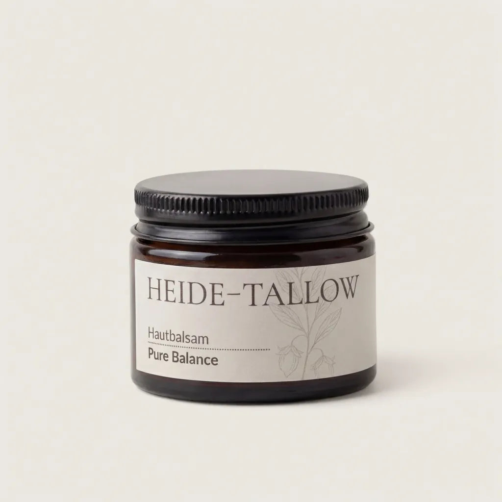 Pure Balance Hautbalsam 50 ml von HEIDE-TALLOW – Frontansicht des Produkts mit Rindertalg und Jojobaöl