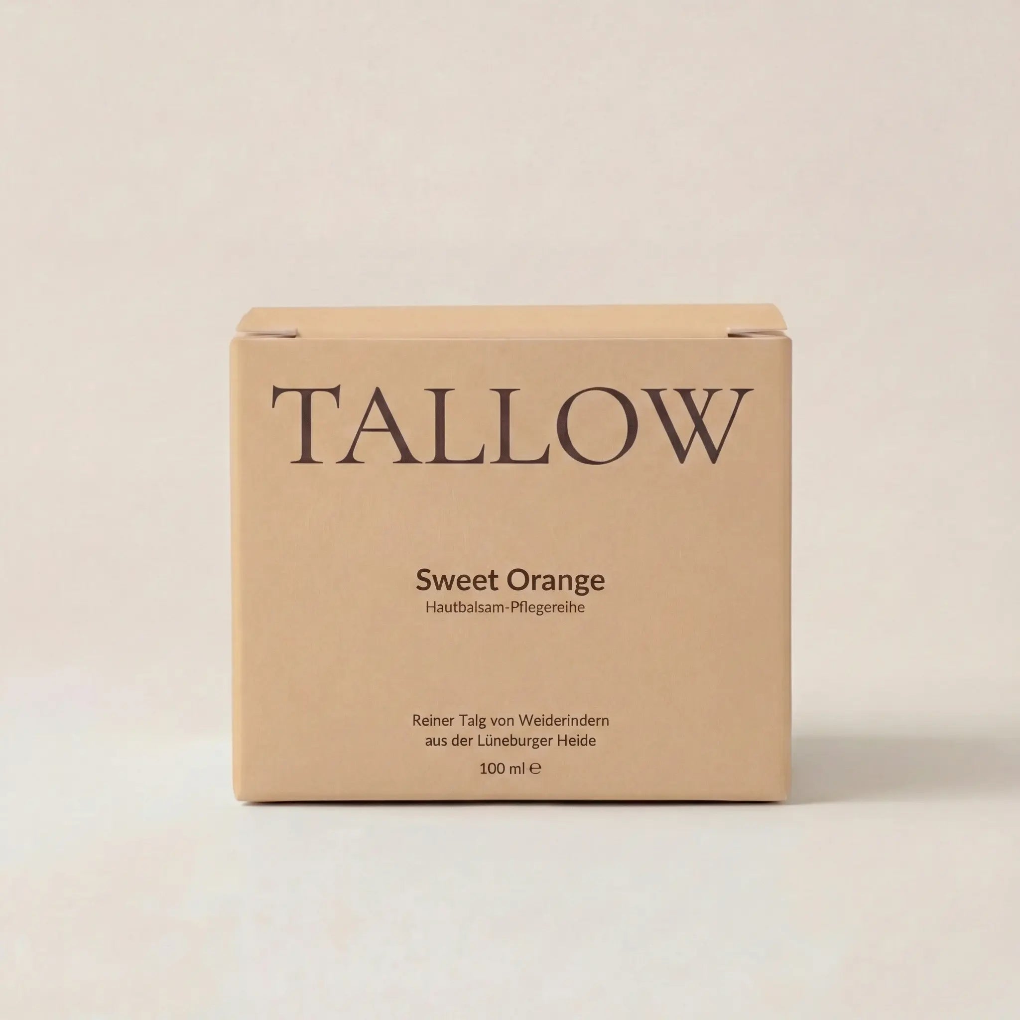 Sweet Orange Hautbalsam 100 ml von HEIDE-TALLOW – Frontansicht der Verpackung