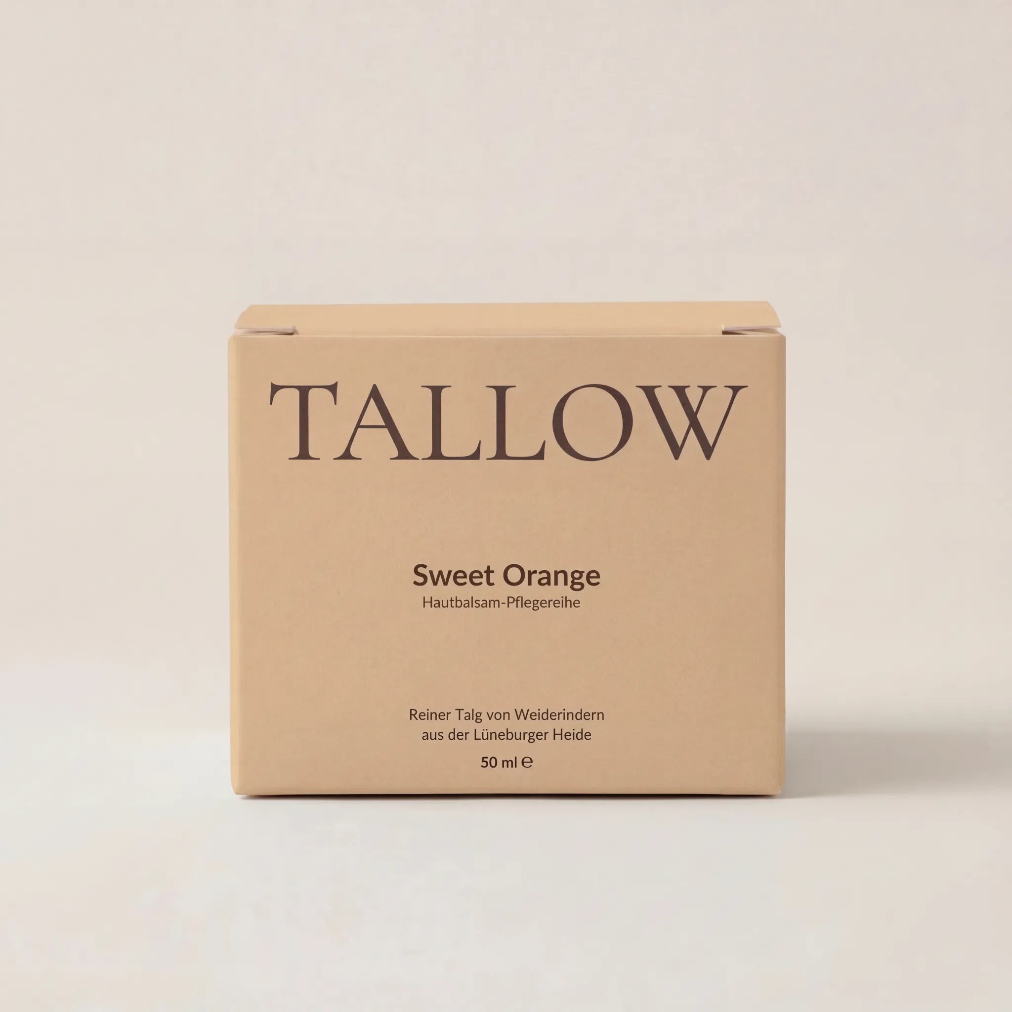 Sweet Orange Hautbalsam 50 ml von HEIDE-TALLOW – Frontansicht der Verpackung
